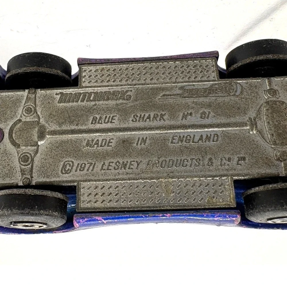 Vintage 1971 Matchbox Superfast Blue Shark No 61 Lesney Made in England Blue